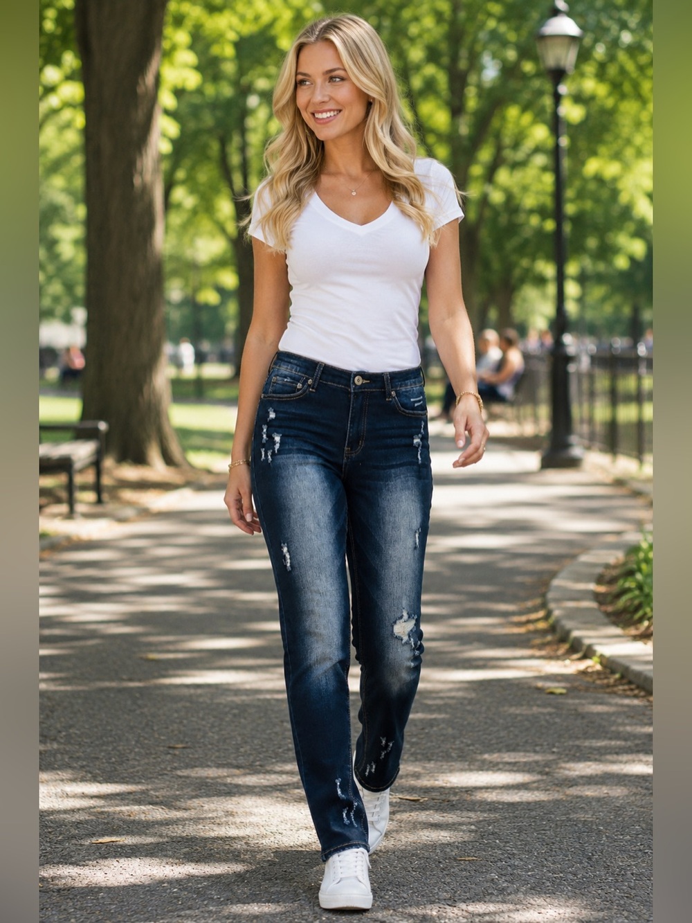 Umgee Dark Blue Slim Distressed Jeans